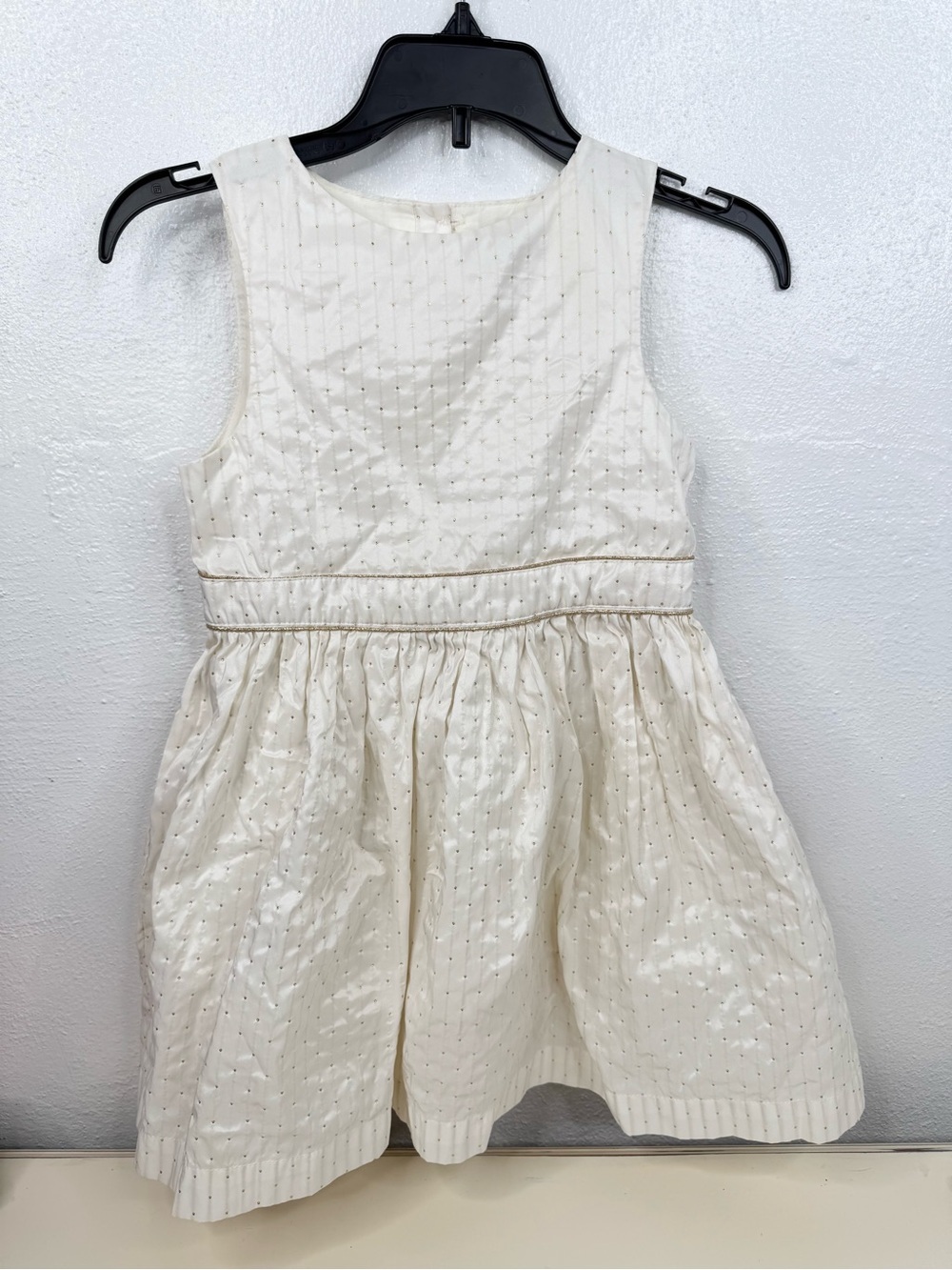 Sergent Major Dress Girls Size 6 Ivory Gold Shimmer Fit & Flare Back Bow